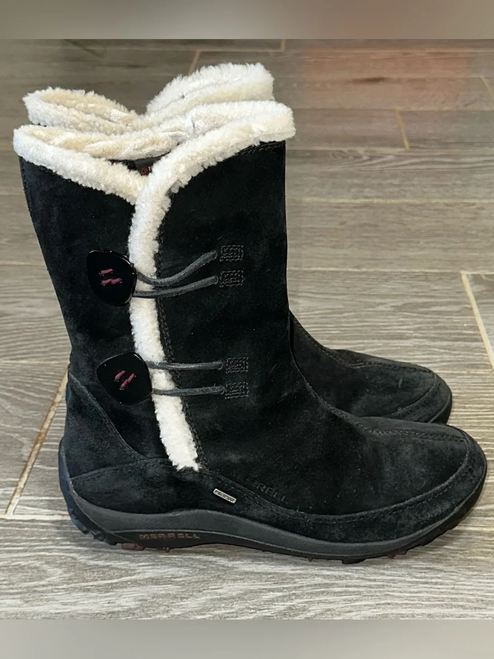 Merrell Yarra Apres Women’s 8.5 Waterproof Black Suede Boots Polartec Insulated